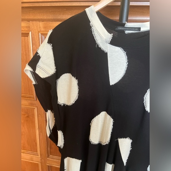Yohji Yamamoto Tunic Dress Polka Dot Black and Cream White Size S - Picture 2 of 16